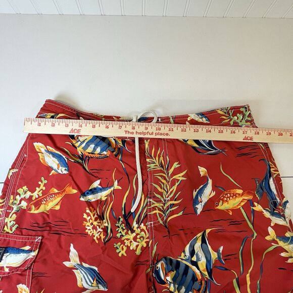Polo‎ Ralph Lauren Mens Orange Graphic Marlins Swim Trunks Board Shorts Sz Large - Picture 10 of 12
